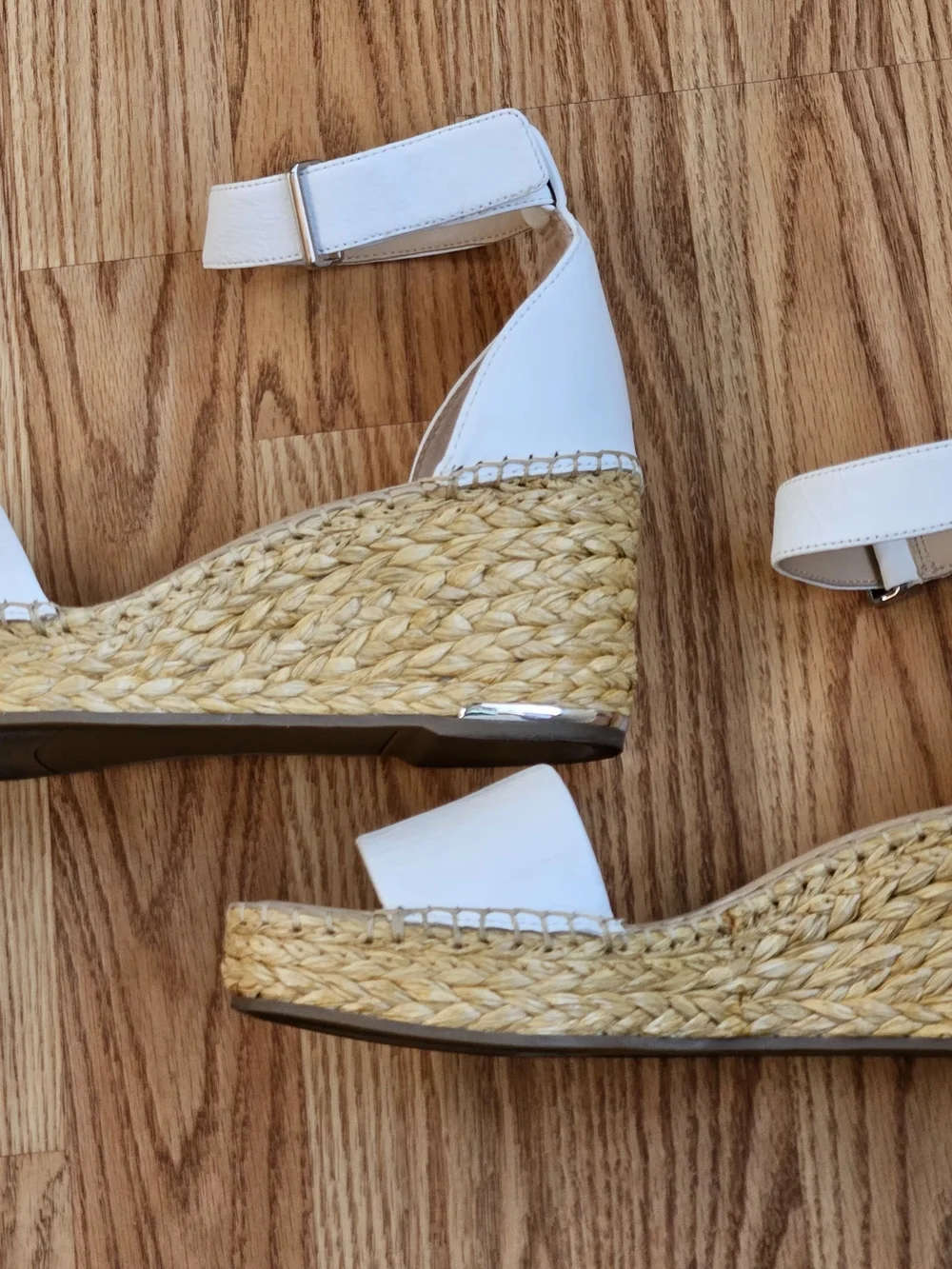 ​Franco Sarto White Leather Wedge Espadrille Sandals